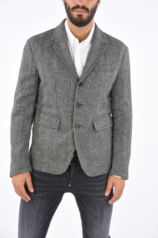 Wool Blazer with Notch Lapel