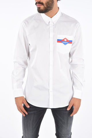 Logo Printed Patch Pocket Button Down Jacket