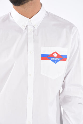 Logo Printed Patch Pocket Button Down Jacket