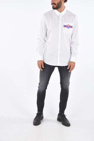 Logo Printed Patch Pocket Button Down Jacket