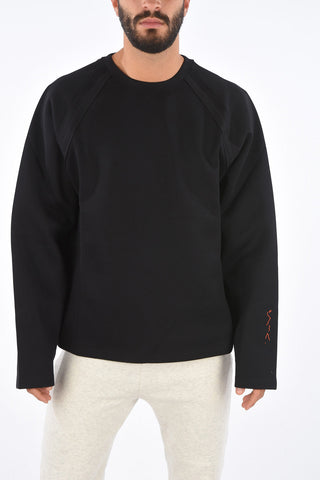 Blend Cotton Visible Seams Crew-Neck Sweatshirt