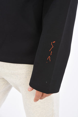 Blend Cotton Visible Seams Crew-Neck Sweatshirt