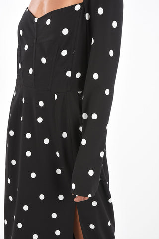 Polka Dot Long Sleeve Midi Dress