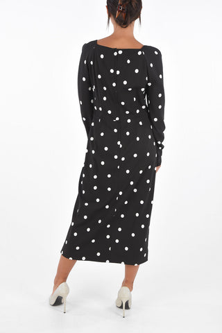 Polka Dot Long Sleeve Midi Dress