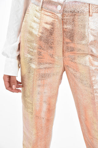 Metallic Jacquard Single Pleated High Waist Pants