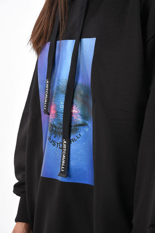 Printed Maxi Sweatshirt with Hood