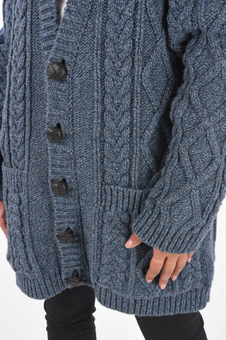 Virgin Wool Oversized Aran Cardigan