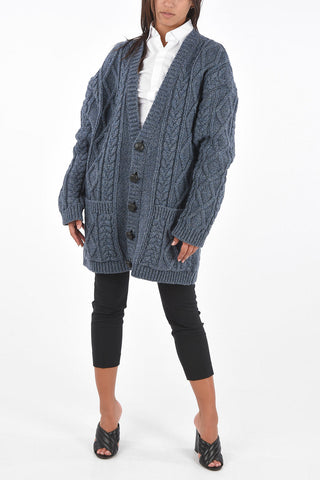 Virgin Wool Oversized Aran Cardigan