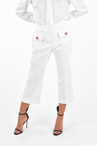 Ceramic Flower Application Jacquard Palazzo Pants