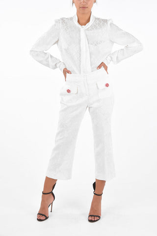 Ceramic Flower Application Jacquard Palazzo Pants