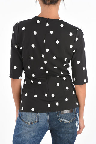 Blusa a Pois con Zip Sul Retro