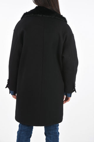 Faux-Fur Collar Double-Breasted Coat