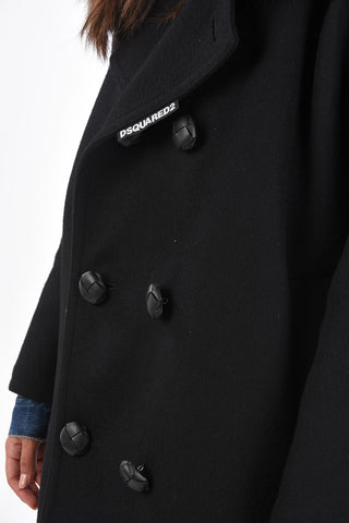 Faux-Fur Collar Double-Breasted Coat