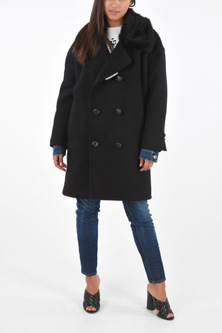Faux-Fur Collar Double-Breasted Coat