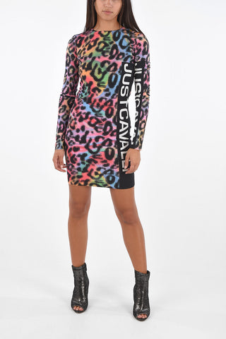 Side Logo Band Printed Mini Bodycon Dress