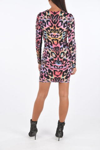 Side Logo Band Printed Mini Bodycon Dress