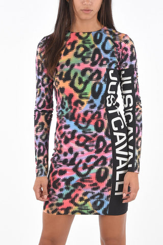 Side Logo Band Printed Mini Bodycon Dress
