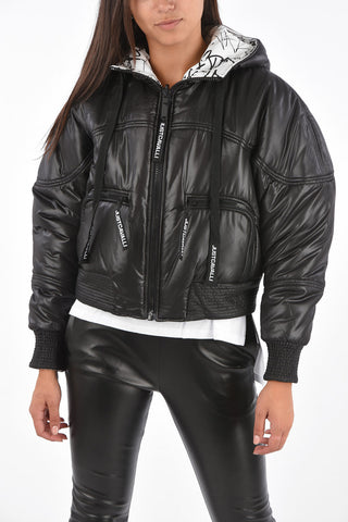 Reversible Cropped Maxi Puffer Jacket with Hood