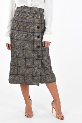 Blend Alpaca Windowpane Check Wrap Skirt