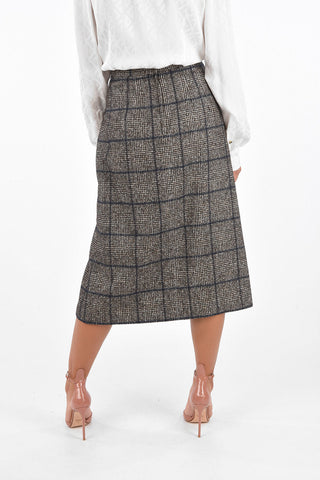 Blend Alpaca Windowpane Check Wrap Skirt