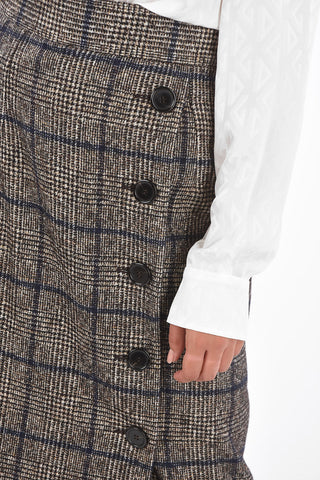 Blend Alpaca Windowpane Check Wrap Skirt