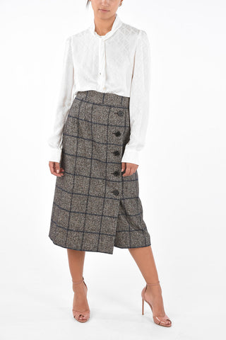 Blend Alpaca Windowpane Check Wrap Skirt