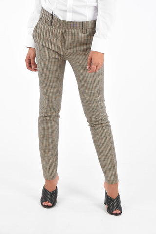 Pantaloni Pied-De-Poule Cool Girl Fit in Lana Vergine
