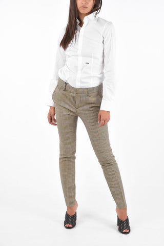 Pantaloni Pied-De-Poule Cool Girl Fit in Lana Vergine