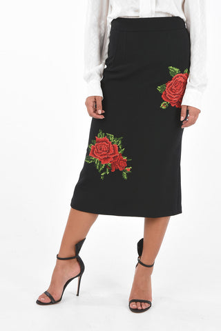 Floral Embroidered Trumpet Skirt