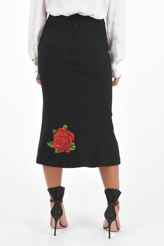 Floral Embroidered Trumpet Skirt