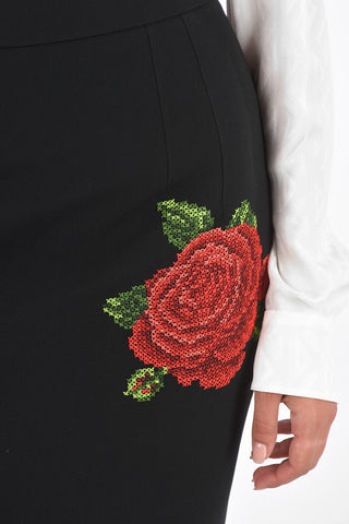 Floral Embroidered Trumpet Skirt