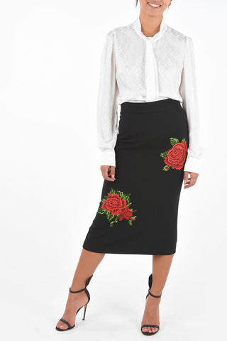 Floral Embroidered Trumpet Skirt