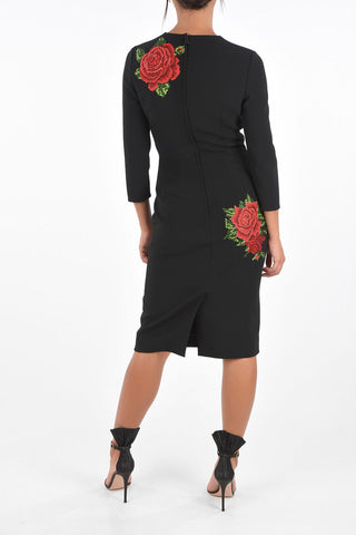 Vestito A-Line a Maniche Lunghe con Ricamo Floreale 