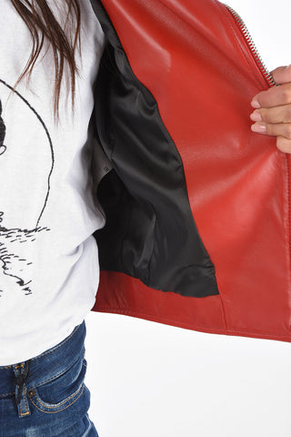 Soft Leather Quilted Sleeve Biker Jacket