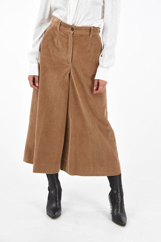 Courduroy Cropped Wide Pants