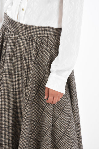 Windowpane Check Flared Skirt