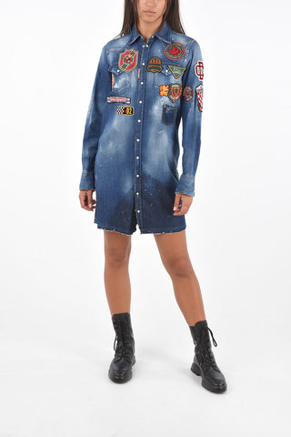 Denim Shirtdress with Patches