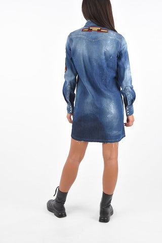 Denim Shirtdress with Patches