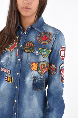 Denim Shirtdress with Patches