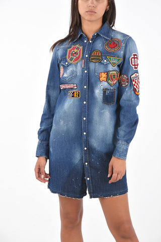 Denim Shirtdress with Patches