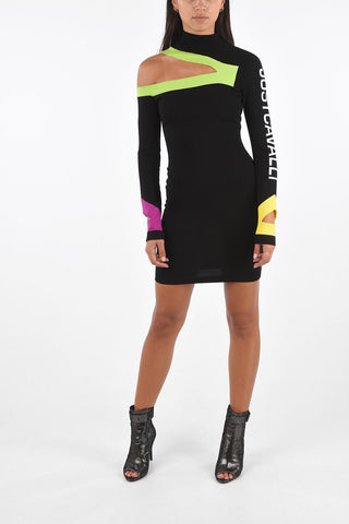 Turtleneck Mini Bodycon Dress Laser Cut Details