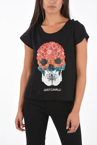 T-Shirt Logata con Maxi Stampa Skull