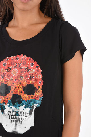 T-Shirt Logata con Maxi Stampa Skull