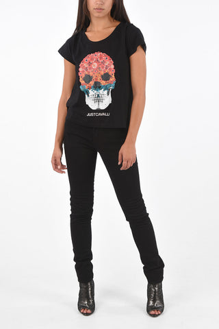 T-Shirt Logata con Maxi Stampa Skull