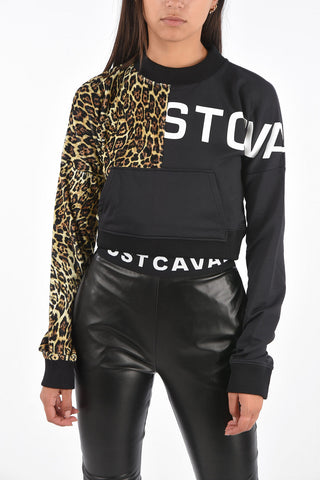 Cheetah Printed Crew-Neck cropped Sweater