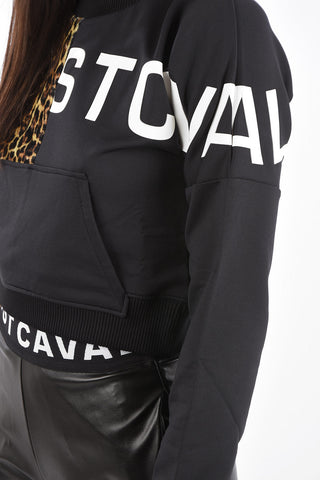 Cheetah Printed Crew-Neck cropped Sweater