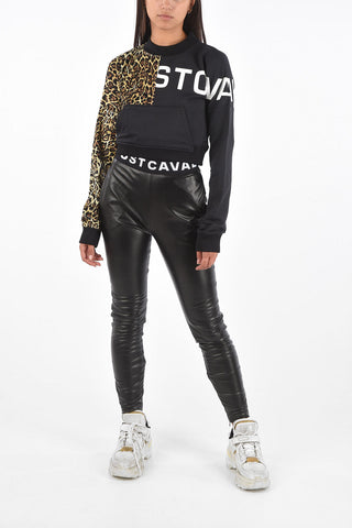 Cheetah Printed Crew-Neck cropped Sweater