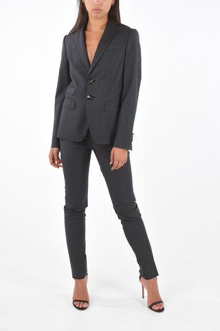 LONDON Virgin Wool 4 Pocket Pinstriped Suit