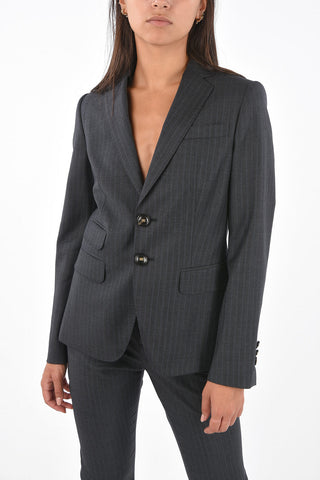 LONDON Virgin Wool 4 Pocket Pinstriped Suit