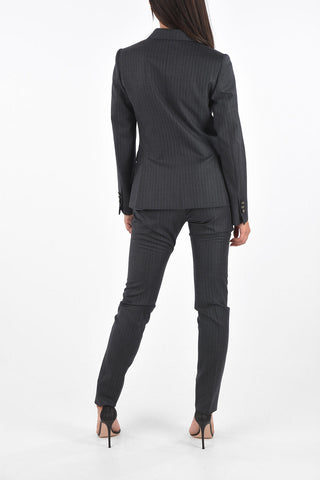 LONDON Virgin Wool 4 Pocket Pinstriped Suit